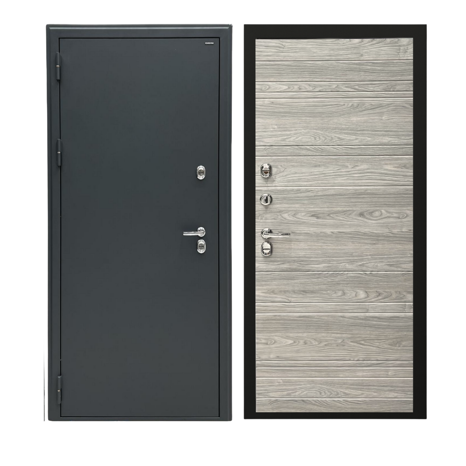 Дверь метал Термо Супертерма, Муар серый/Вязь каньон вековой айс, 960*2050 левая