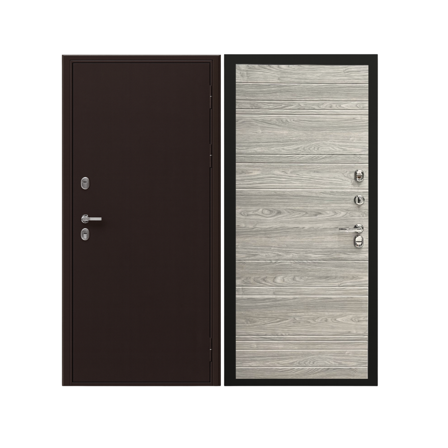 Дверь метал Термо Супертерма, Букле шоколад/Вязь каньон вековой айс, 960*2050 правая