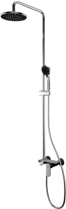 Душевой комплект CALORIE чёрный (смес-ль с кор.изливом, стойка, верхний душ, ручной душ)