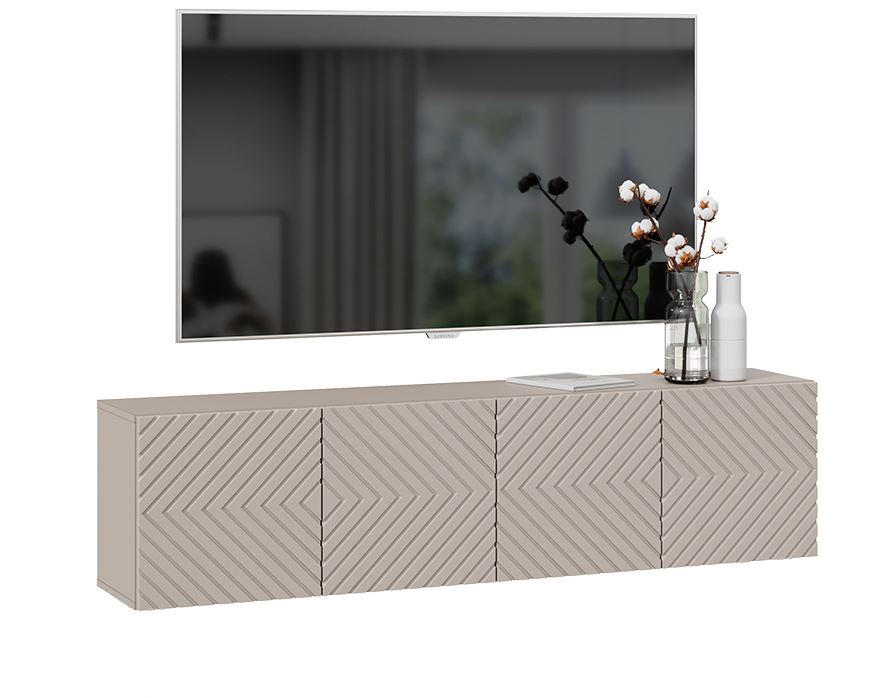 Тумба под ТВ Танго Тип-1 (Глиняно серый/Холст Латте)																				