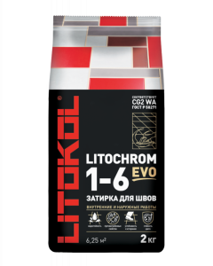 Затирка 2 кг цемен-я влагос-я противогрибк. LITOCHROM 1-6 EVO LE 135 антрацит для швов 1-6 мм (15)