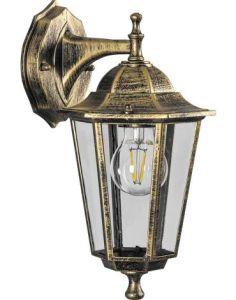 Светильник садово-парковый, 100W 230V E27 черное золото, 6202/PL6202 (на стену вниз)(_6_)