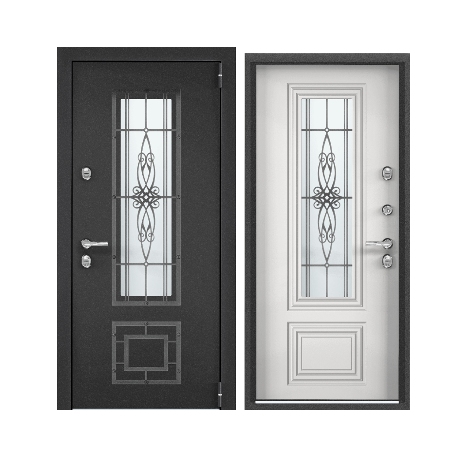 Дверь метал Термо SNEGIR PRO-C MP S60G-11/S60G-01 Тем-сер букле графит/КТ Белый 880 правая