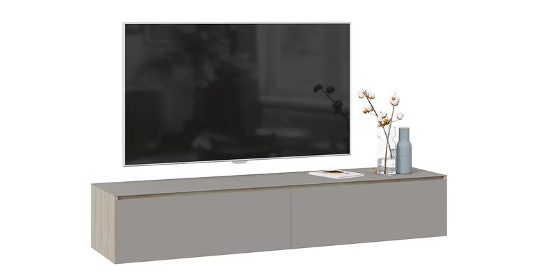 Тумба для теле-и радиоаппаратуры Глос (Баттл Рок/Стекло Светлый Stone(St))												