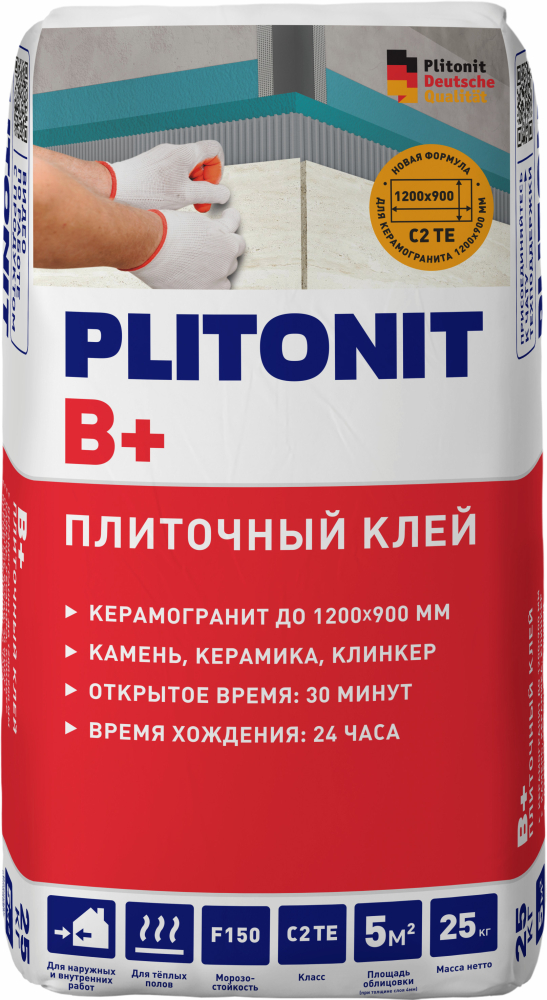 Клей плиточный 25 кг PLITONIT В+ для крупнофор. керамогранита и натурального камня, класс С1ТЕ (48) 4