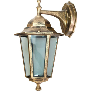 Светильник садово-парковый, 60W 230V E27 черное золото, 6102/PL6102 (на стену вниз)(__)