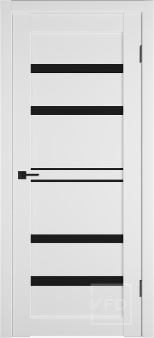 Дверь Некст 26 Аляска ПО600 стекло черн (защелка+петли черн)