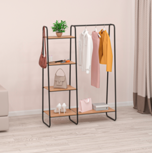 Гардеробная система с полками "Скандинавия 1" (Scandinavia 1 Clothing rack with shelves) (Черный)