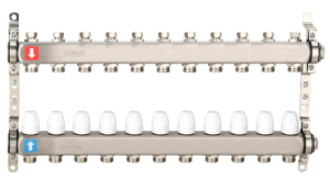 Коллектор регулируемый с запорными клапанами Нерж 11 вых GAPPO (1)